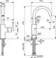 Waschtischarmatur von Ideal Standard mit 360° drehbarem Auslauf, integrierten Kreuzgriffen und einer Höhe von 270 mm, einschließlich Anschlussdetails und Abmessungen.